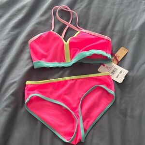 Vibrant Pink and Green Bikini Set